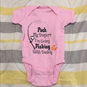 Rabbit Skins Pink Fishing Baby Onesie